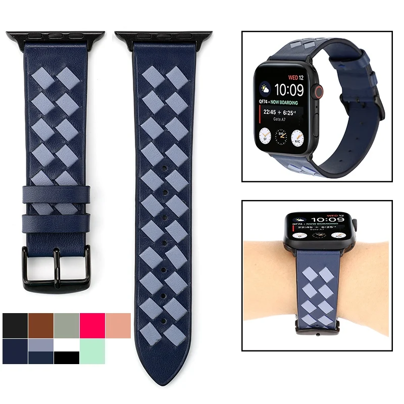 

Suitable for Apple watch 38mm 42mm 40mm 44mm watch leather wristband iwatch series 123456 hand-woven leather strap