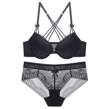 

Woman sexy bud deep v gathered front buckle bra Y-shaped cross shoulder strap beautiful back loop underwear female suit WT008