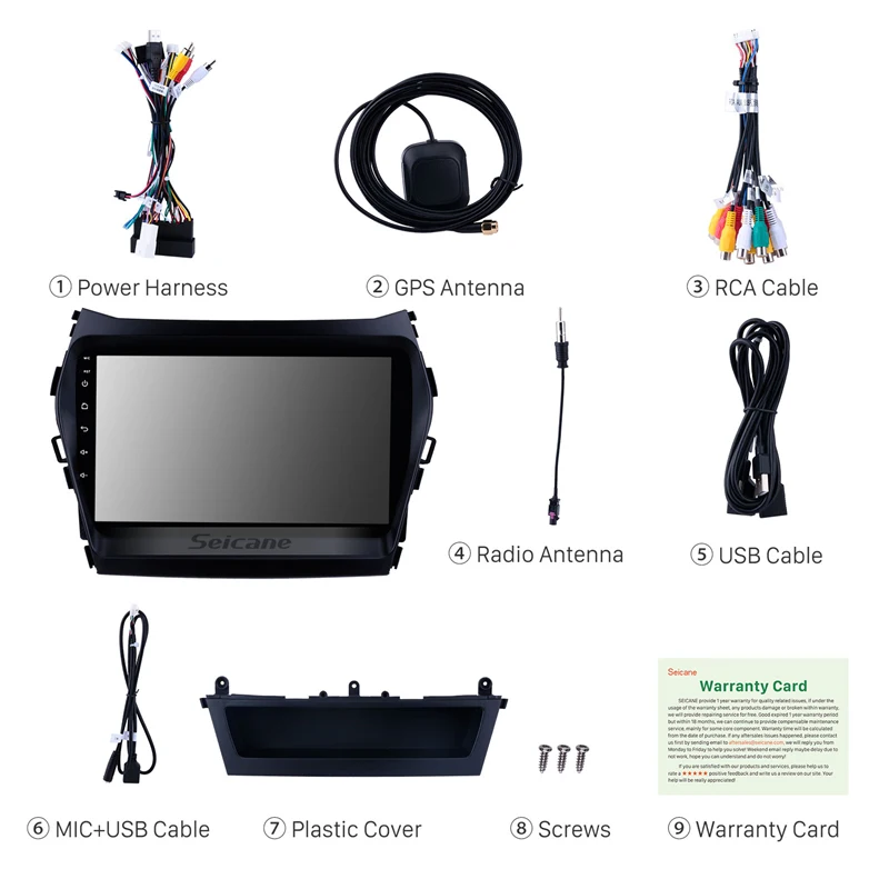 Автомагнитола Seicane 9 дюймов Android 10 0 для Hyundai Santa Fe IX45 GPS Navi сенсорный экран