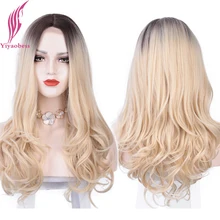 

Yiyaobess 20inch Black Blonde Long Wavy Lace Wig Synthetic Hair Cosplay Wigs For Women High Temperature Pelucas Naturales