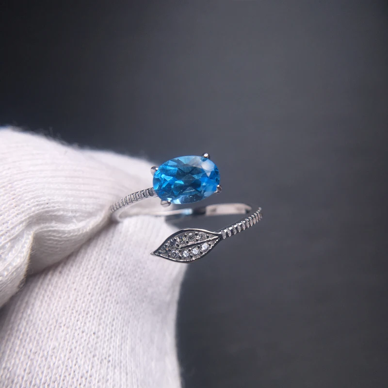CSJ настоящий природный Голубой топаз кольцо стерлингового серебра 925 для женщин леди Аметист изысканное украшение на свадьбу помолвка для женщин с коробкой