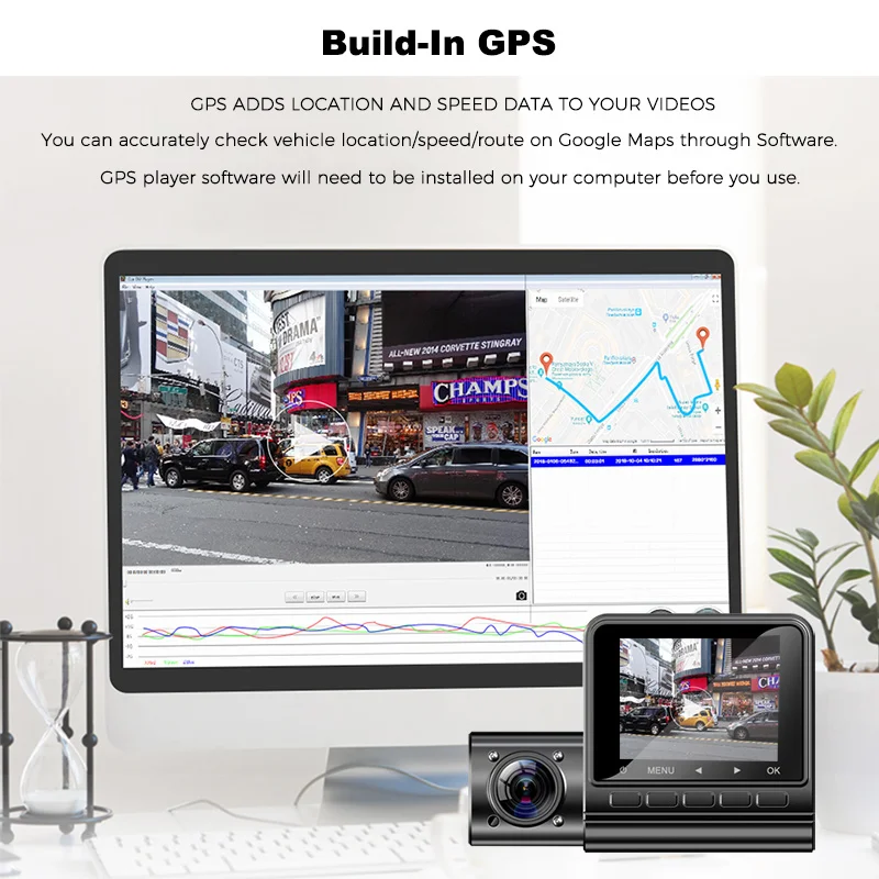 Видеорегистратор с GPS треком 30fps Ultra HD 1080P супер камера ночного видения Скрытая