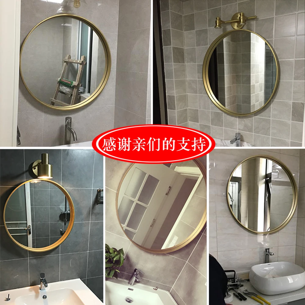 Скандинавское настенное круглое декоративное зеркало для ванной комнаты, домашнее зеркало для макияжа, настенный шкаф для ванной комнаты LO681013