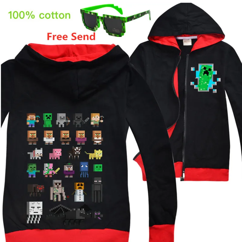 

Kids Minecrafting Coats for Teen Boys Girls Jackets Winter Long Sleeve Cotton Hoodie Zipper Sweatshirt Game Cosplay Clothes Top