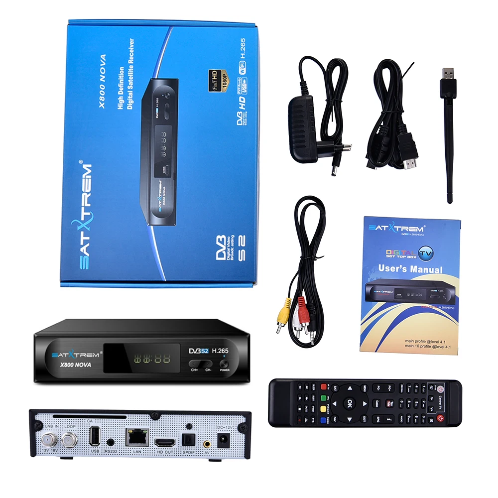 Satxtrem X800 NOVA DVB-S2 спутниковый ресивер Поддержка H.265 IP tv ccam combo с 1 года 8 линий сервер Бесплатный ТВ-рецептор