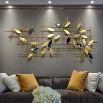 

European Luxury Wrought Iron Wall Hanging Pendant Home Livingroom Sofa Background Wall Mural Decoration Hotel Wall Sticker Craft