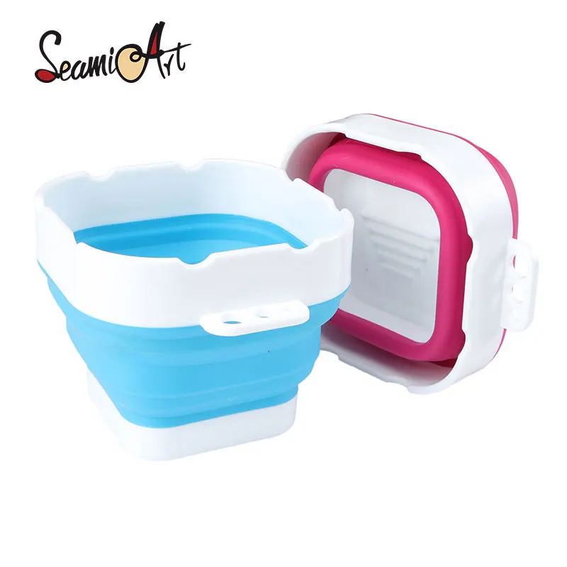 Seamiart Mini Size Silicone Folding Bucket for Washing Painting Brush Watercolor Drawing Tools Paint Pallette color palette watercolor palette