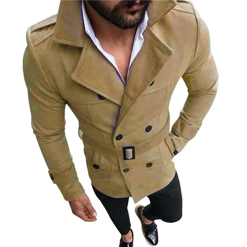 Мужская зимняя теплая ветровка, Тренч, шерстяное пальто, ретро куртка, Мужское пальто, куртки, двубортное модное мужское пальто на зиму и осень