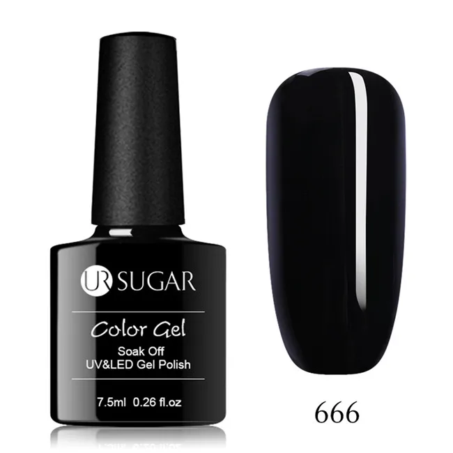 Color 666 Black Ur Sugar замачиваемый УФ-гель для ногтей 112 цветов Гель-лак для нейл-арта лак для рисования Гель праймер для ногтей гель лак 7,5 мл - Цвет: Color 666 Black