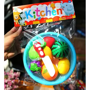 

Kids Simulate Fruits Vegetables Cutting Set with Basket Play House Puzzle Toy