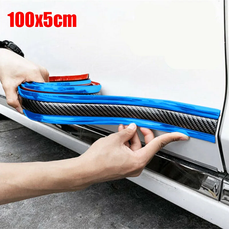 Автомобильный автомобильный Автомобильный из углеродного волокна шаблон порога бампер решетка полоса анти-наклейка с надписью