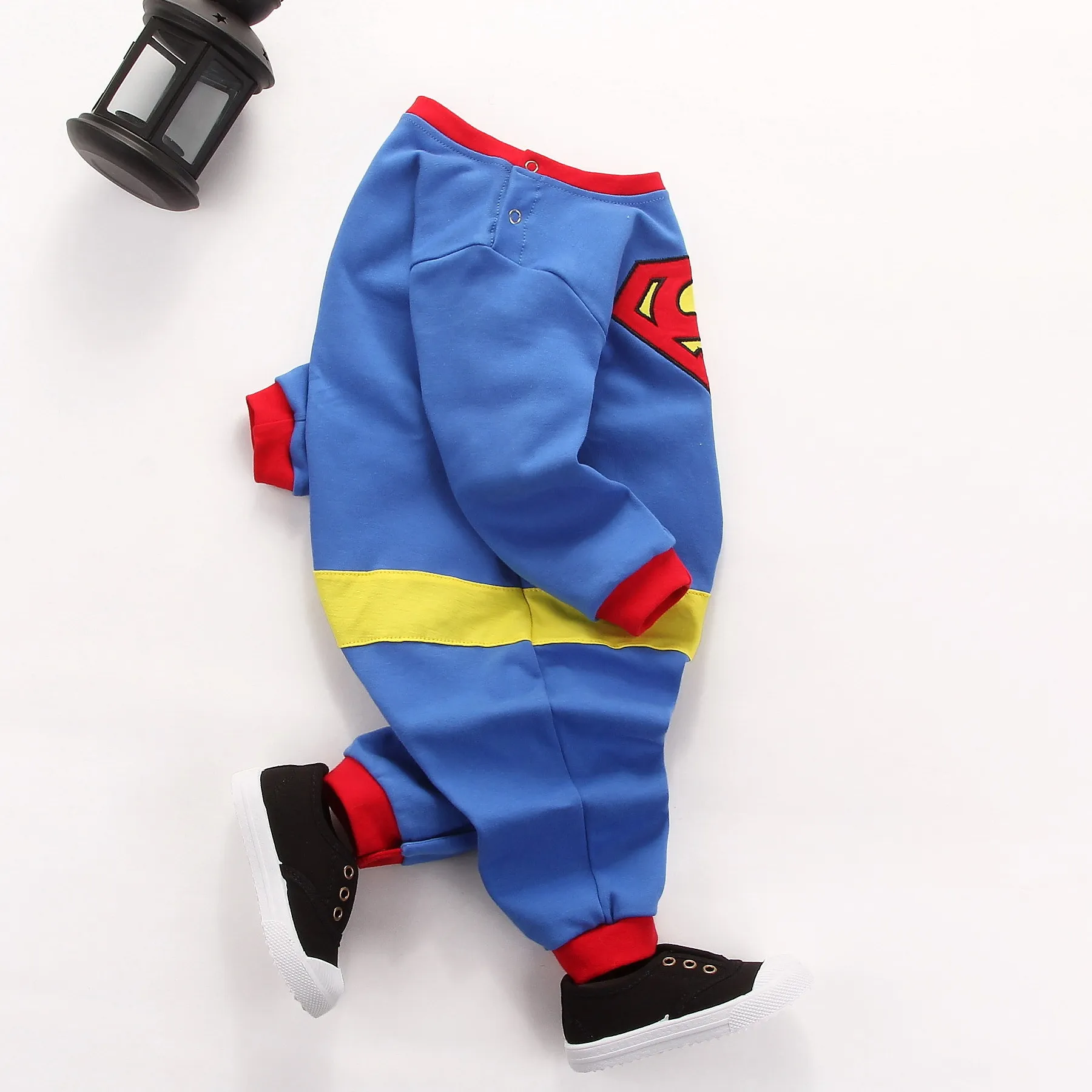 Baby Romper Superman Bruce Lee Long- Sleeved Short- Sleeved Jumpsuit With Smock Halloween Christmas Costume Gift Girl Boys
