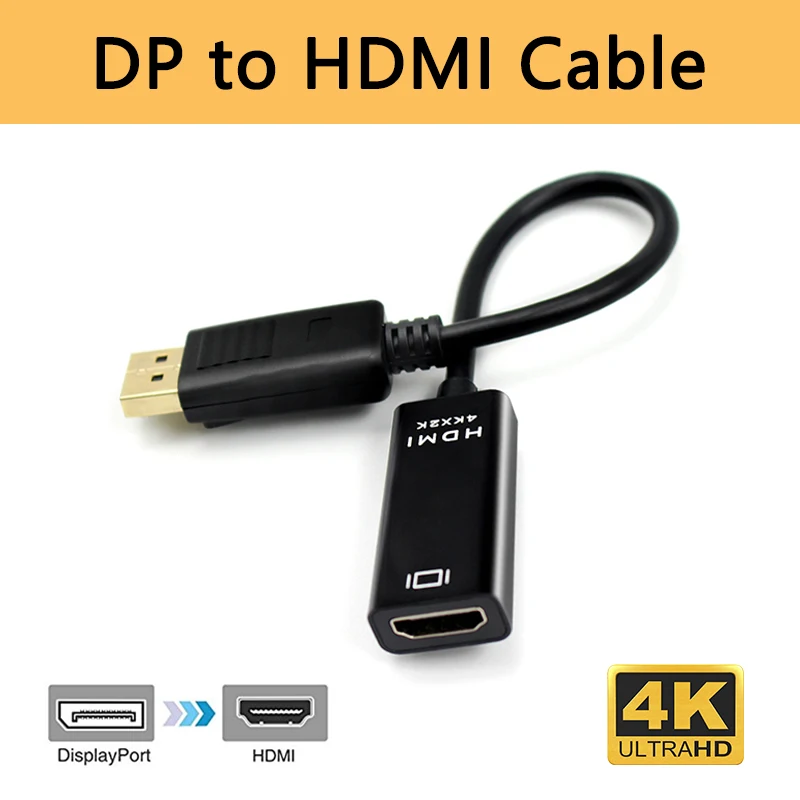 Переходник DP в HDMI Кабель-адаптер порт дисплея 4K 1080P HDMI2DP Папа-мама для проектора