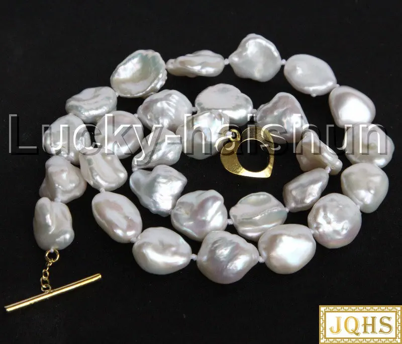 

JQHS блеск 17 дюймов 14 мм, белый Касуми, жемчужные бусины, нитка ожерелье с узелками J11181