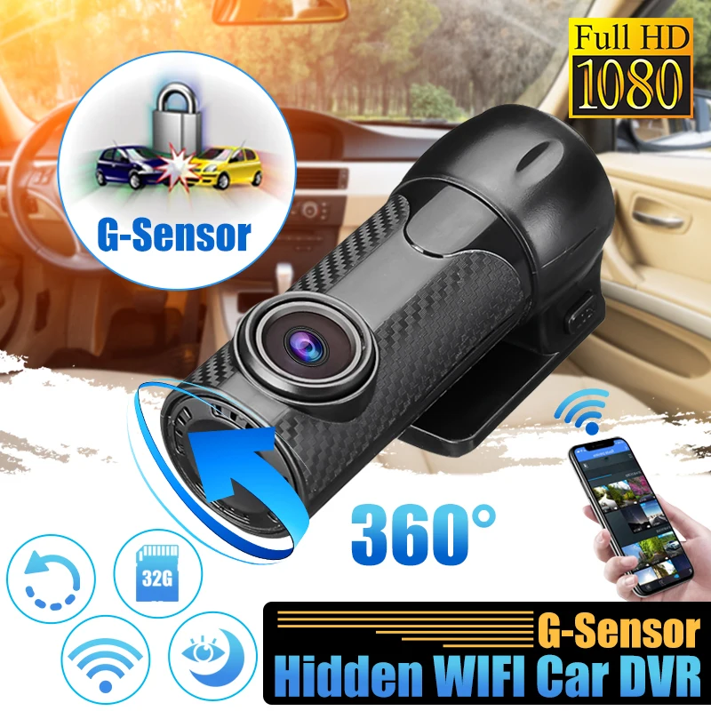 Renoster Mini 1080P 170 ° Автомобильный видеорегистратор Dash Cam камера видео мини рекордер WiFi объектив приложение g-сенсор 140 градусов широкоугольная камера Dashcam