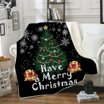 

Merry Christmas Fleece Throw Blanket Sofa Bedding Blankets Square Plush Christmas Decorative Blanket For Home Sofa #7