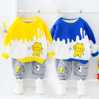 

Baby boy clothes spring and autumn cotton children's suit boy cartoon cute bear print top baby sweatpants two-piece suit