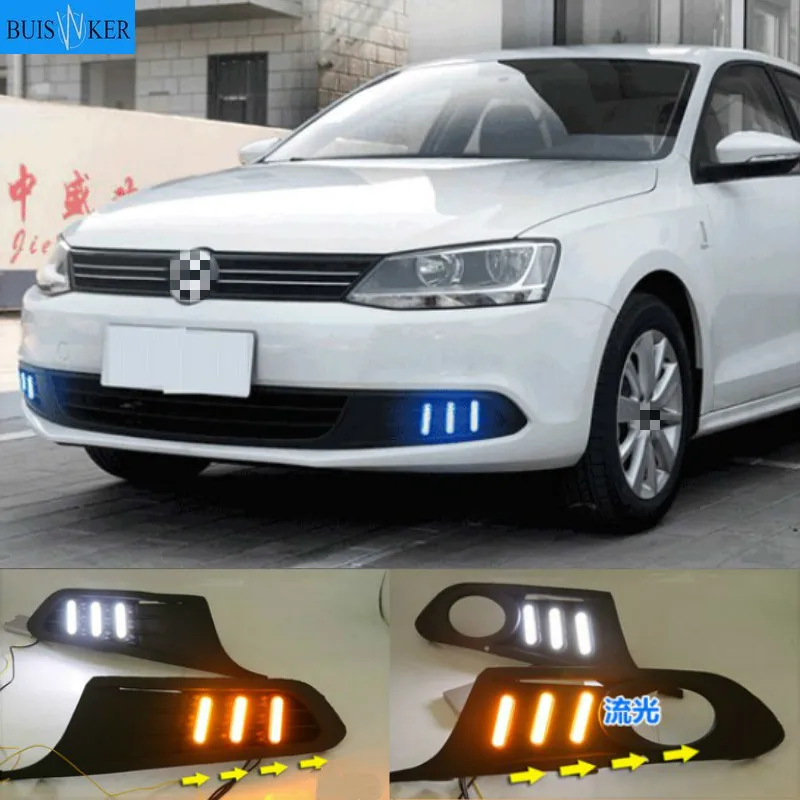

1 комплект 12 в светодиодный одов для Volkswagen VW Jetta Sagitar 2012 2013 2014 DRL дневные ходовые огни дневного света ABS противотуманная фара крышка