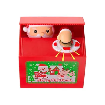 

Christmas Coin Bank Stealing Money Cute Santa Claus Penny Piggy Bank Automatic Coin Grabing Eating Money Saving Box