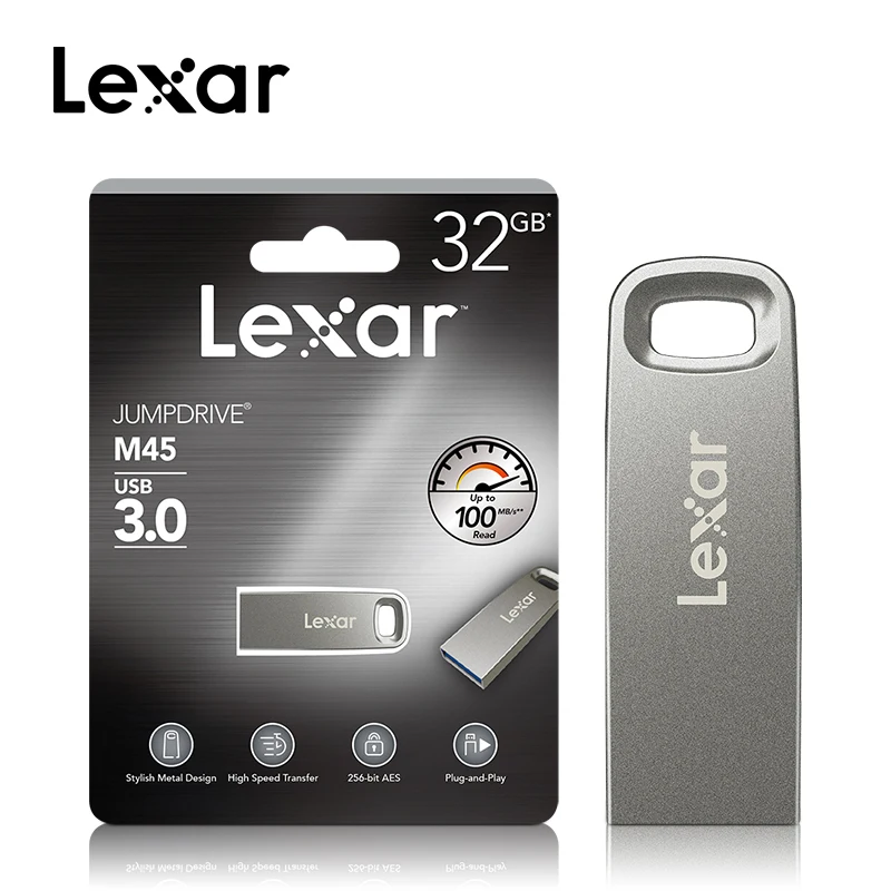 Lexar USB 3,1 M45 USB флэш-накопитель 32 Гб 64 Гб Высокое Скорость 100 МБ/с. металлический флэш-накопитель U Stick 128 ГБ USB флеш-накопитель запоминающее устройство