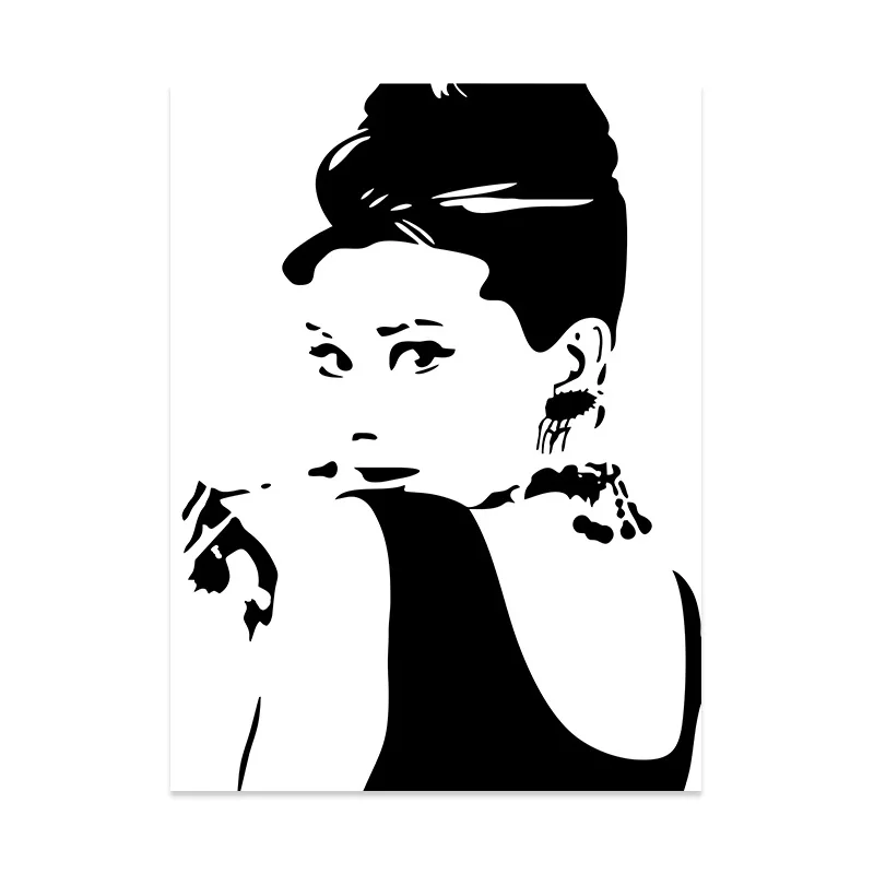 Классический портрет Одри Хепберн, черно-белый современный постер, печать на холсте, настенная живопись, модульная Настенная картина, домашний декор, iCraft - Цвет: painting 3