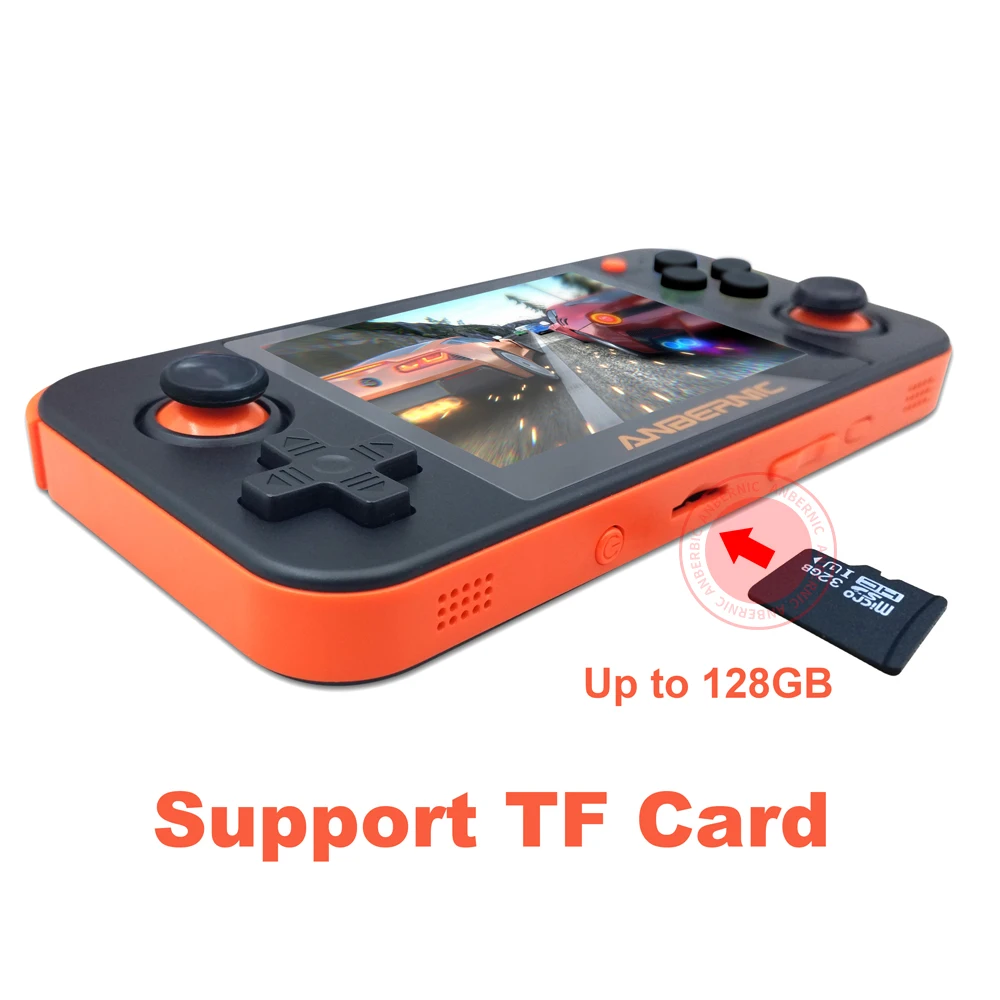 ANBERNIC nuevo juego Retro RG350 consola de videojuegos portátil MINI 64 Bit 3,5 pulgadas pantalla IPS 16G + 32G TF jugador de juegos RG 350 PS1 - 5