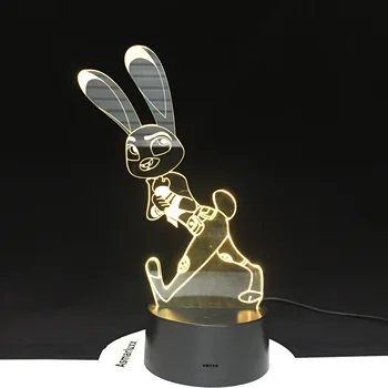 

Crazy Animal Judy Rabbit Night Light for Children Colors Changing Gift Nightlights Cartoon 3D Lamp Led Night Light Dropship 515