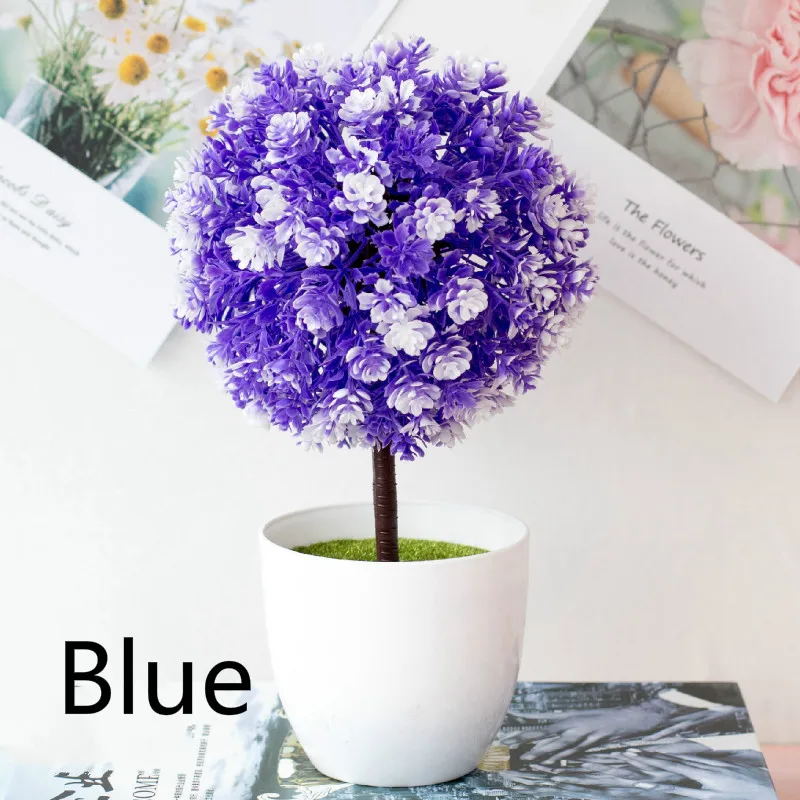 xiaochahua blue Мульти Стиль Искусственные растения бонсай маленький горшок для дерева растения поддельные цветы украшения в горшках для украшения дома отель сад Декор - Цвет: xiaochahua blue