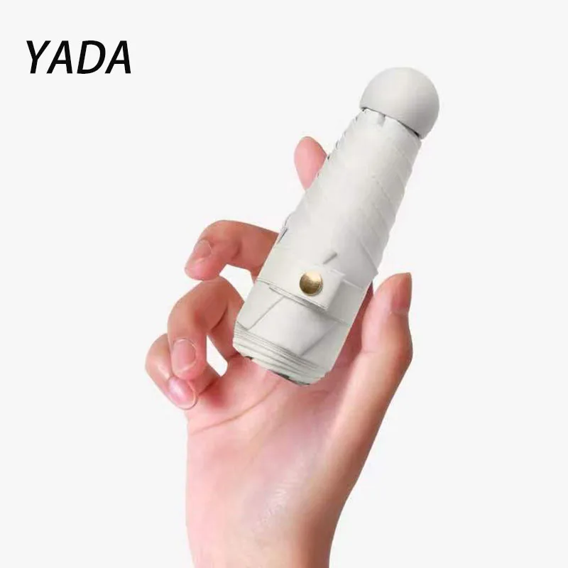 

Мини-Зонтики YADA однотонные карманные, 6 костей, пятислойный зонтик от дождя для женщин, компактный портативный УФ-зонтик в капсулах YS210022
