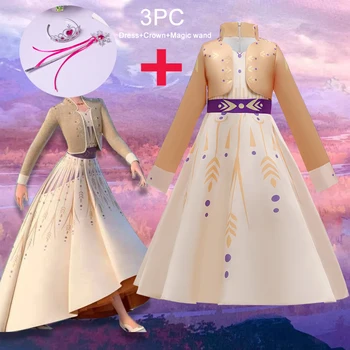 

2020 Snow Queen Anna Dress Kids Dresses For Girls Costume Cosplay Children Clothing Birthday Party Princess Dresses 3-12 Years