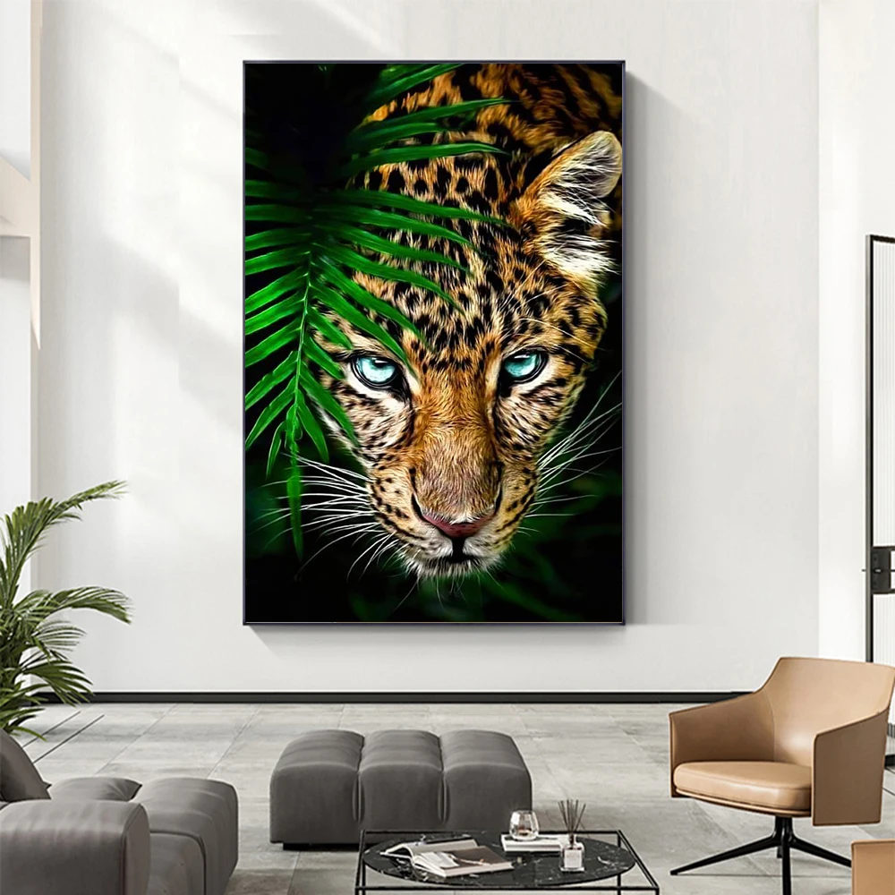 Full Square / Round Diamond Embroidery DIY Diamond Painting Cross Stitch Drill Tiger Lion Face & Flowers Picture of Rhinestones