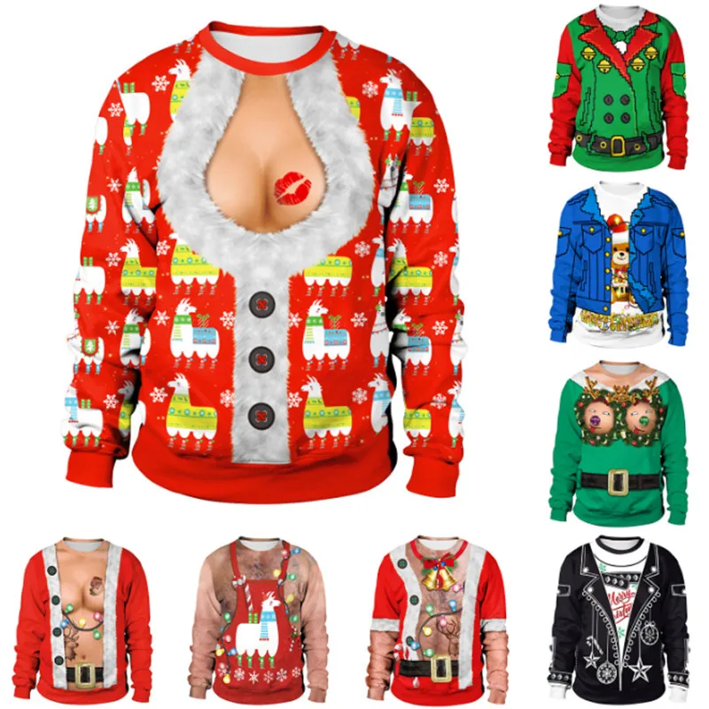 New listing Christmas Sweaters Stylish Unisex Men Women Santa Claus Ugly Christmas Sweater Novelty Sexy RED Retro Sweater