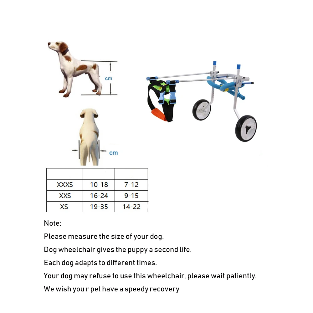 2 Wheel Adjustable Aluminum Alloy Dog Wheelchair Hind Legs Rehabilitation Aid for Aging Disable Injured Arthritis Weak Dog Cat