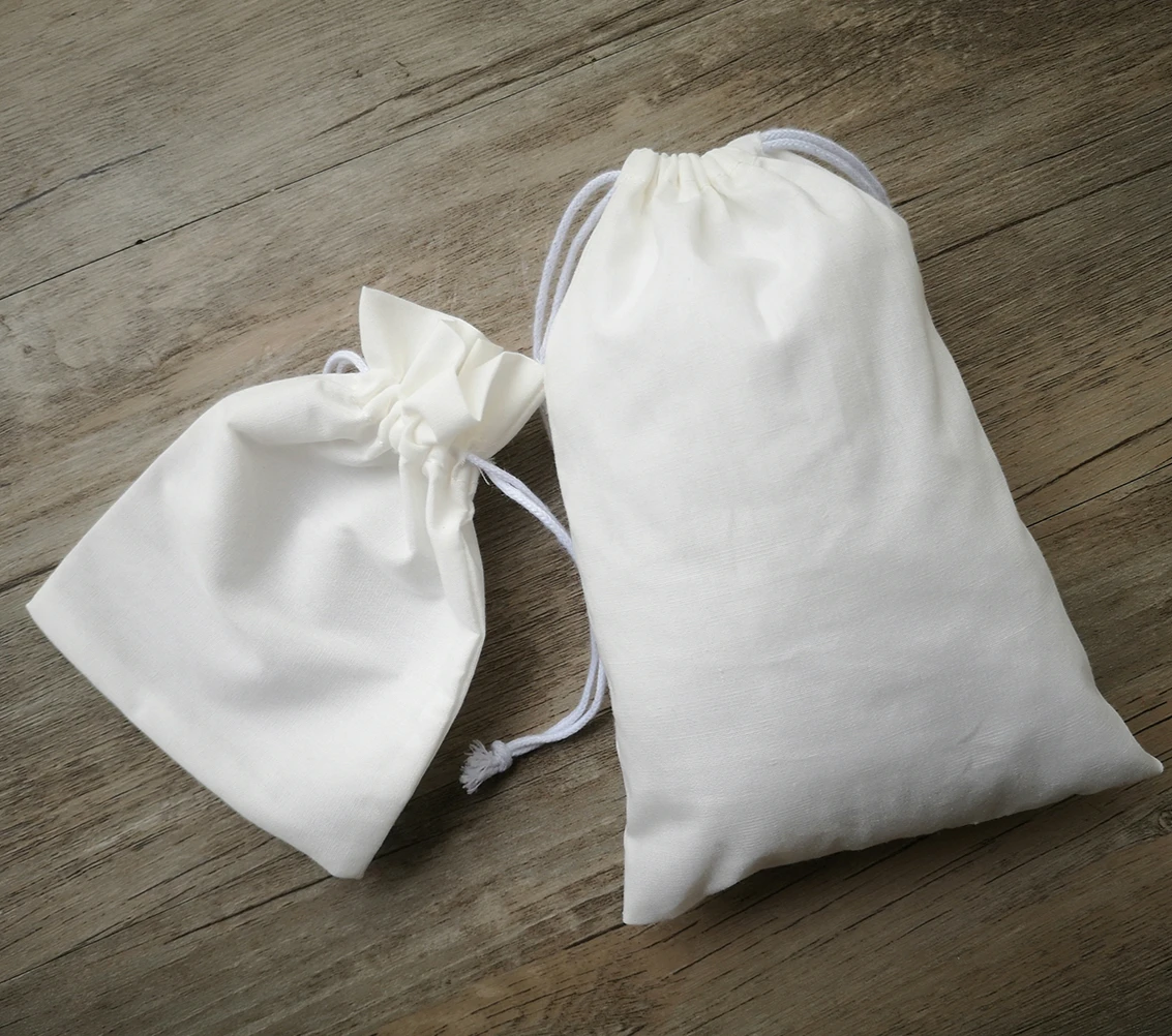 

50PCS Cotton Gift Bag Packaging Jewelry Pouch Makeup Party Wedding Drawstring Bags Sachet Polyester Cotton Pocket Custom Logo