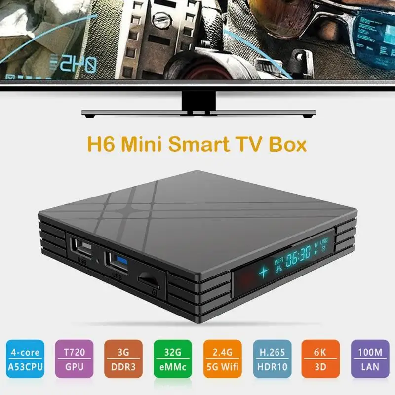 Eachlink H6 Mini Smart TV Box 3+32G Android 7.0 2.4G WIFI 100Mbps Quad-core 4K TV set-top box Bluetooth Top Box for Android