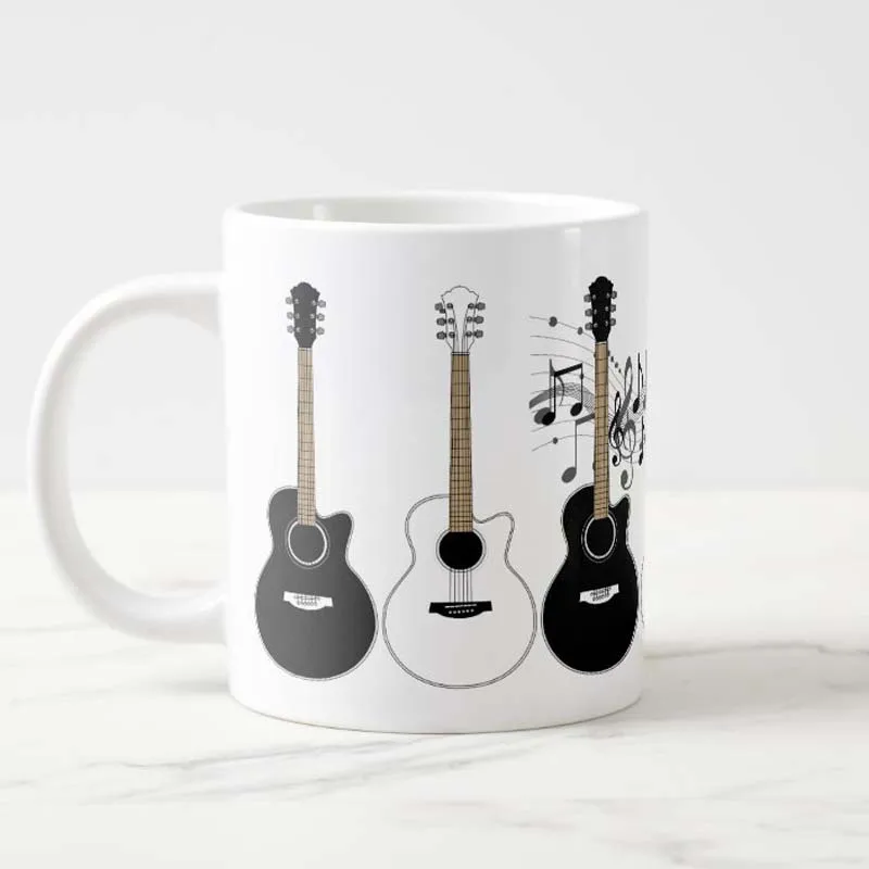 Electric Guitar Handle Tea Coffee Ceramic 8 oz Mug Cup Musician Guitarist Gift 