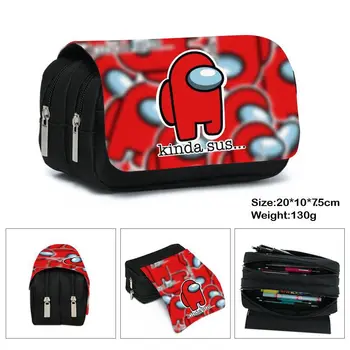 

Canvas AMONG US Pencil Case School Capacity Impostor Makeup Bags Cute Kawaii Pencil Bag Pouch Office Students Kids Supplies