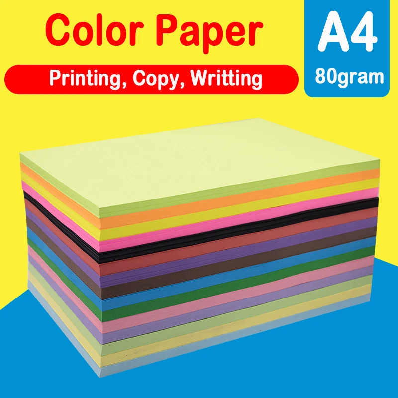 100/200 SheetS A4 Color Copy Paper 80G 20 Colors Can Choose For DIY Handmade Office A3 Inkjet Laser Colorful Printing Paper