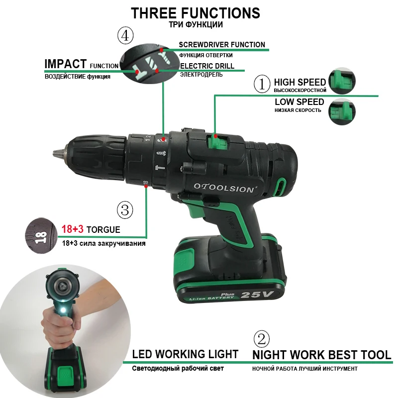 25V 48 N.m 2 Speed Hammer Drill Impact Drill Eletric Tools Impact Cordless Drill Hammer For Drilling In Steel Wood Ceramic (3)