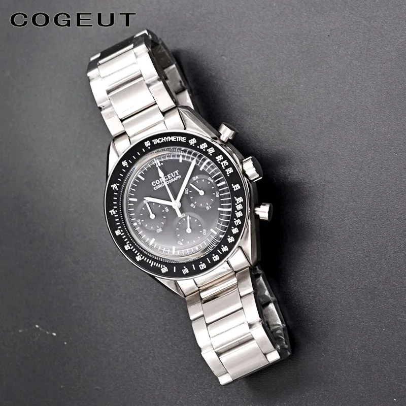 40 мм Corgeut новые мужские часы спортивные 24 часа многофункциональные лучший бренд класса люкс полный стальной хронограф кварцевые