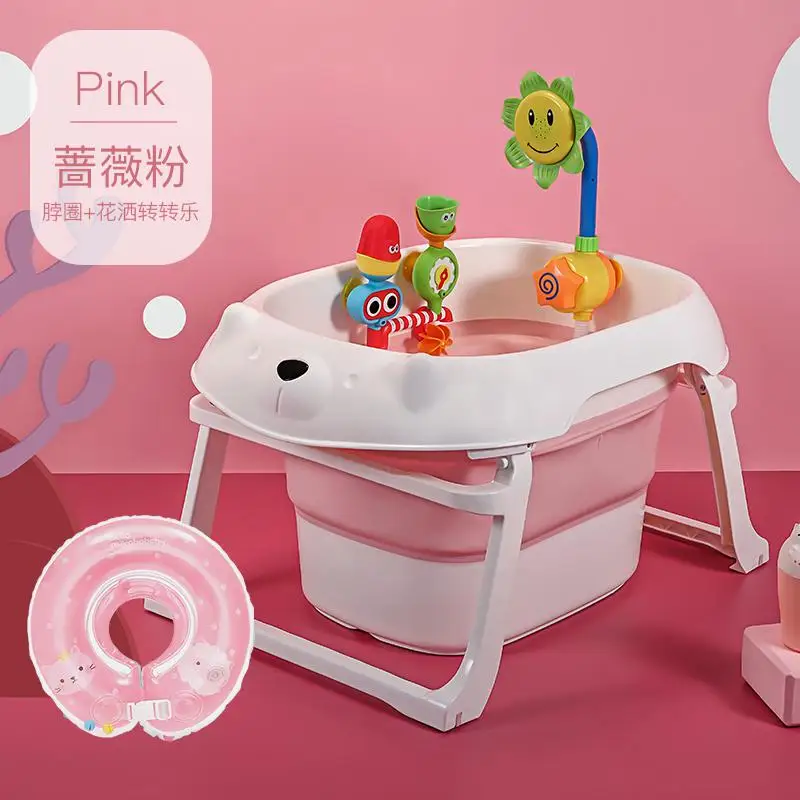 Многофункциональная складная детская банная бочонок может лежать, Детская домашняя купальная бочонок, детские товары - Цвет: pink L