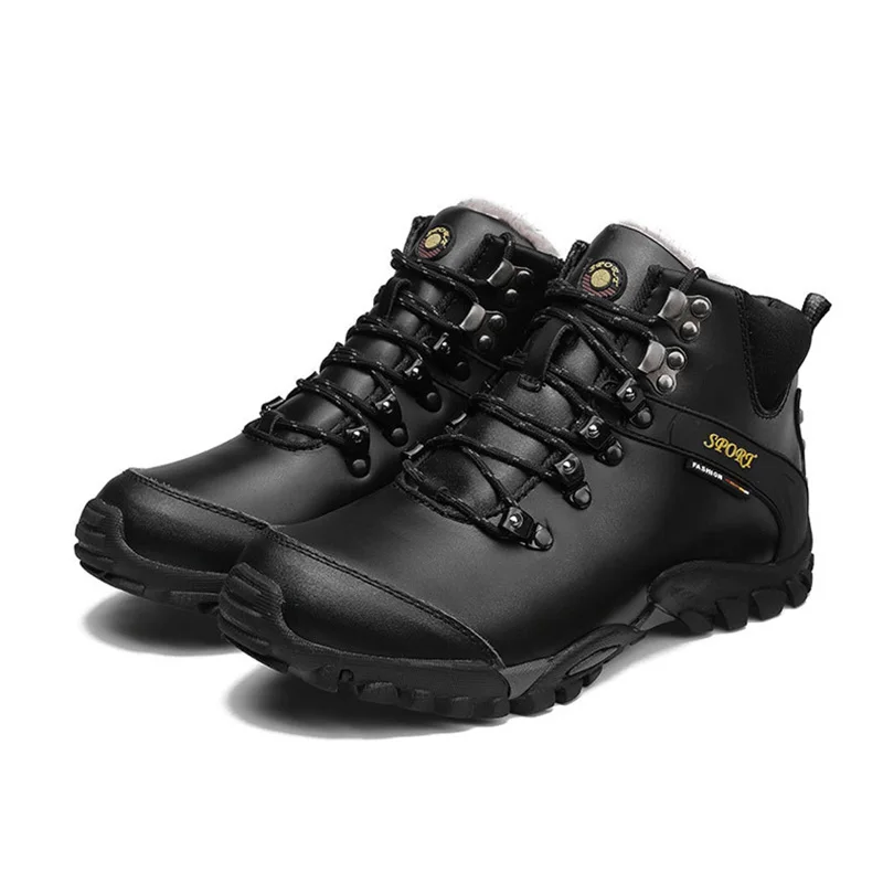 

Nice Autumn Winter Shoes Men Boots Warm Plush Cold Winter Mens Ankle Boots Thick Sole Non-slip Male Snow Boots KA2999