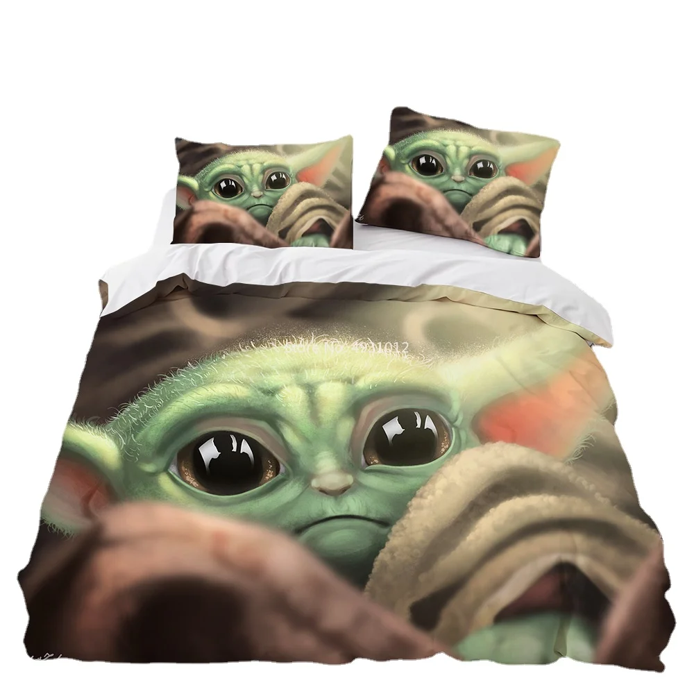 3D Cartoon Yoda Baby Duvet Cover Set Twin Bedroom Decor for Children