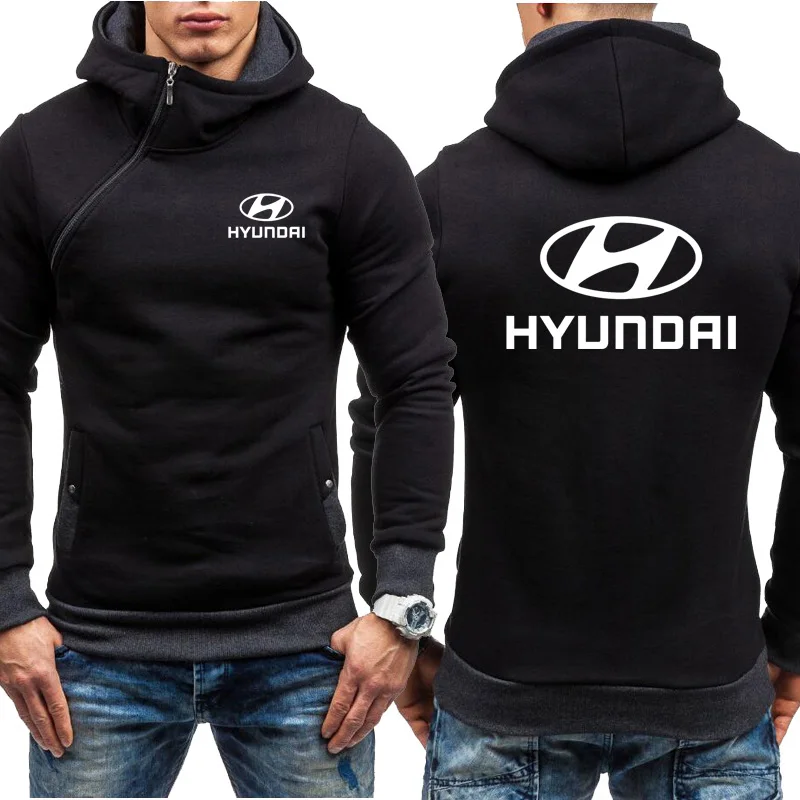 Мужские толстовки автомобиль Hyundai Логотип Печать Повседневная Хип-Хоп Толстовка Harajuku Флисовая теплая толстовка с капюшоном мужская куртка на молнии