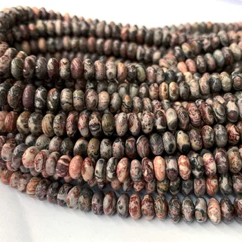 

Discount Wholesale Natural red leopard skin jasper Rondelle Loose Stone Beads Fit Jewelry DIY Necklaces or Bracelets 15" 06288
