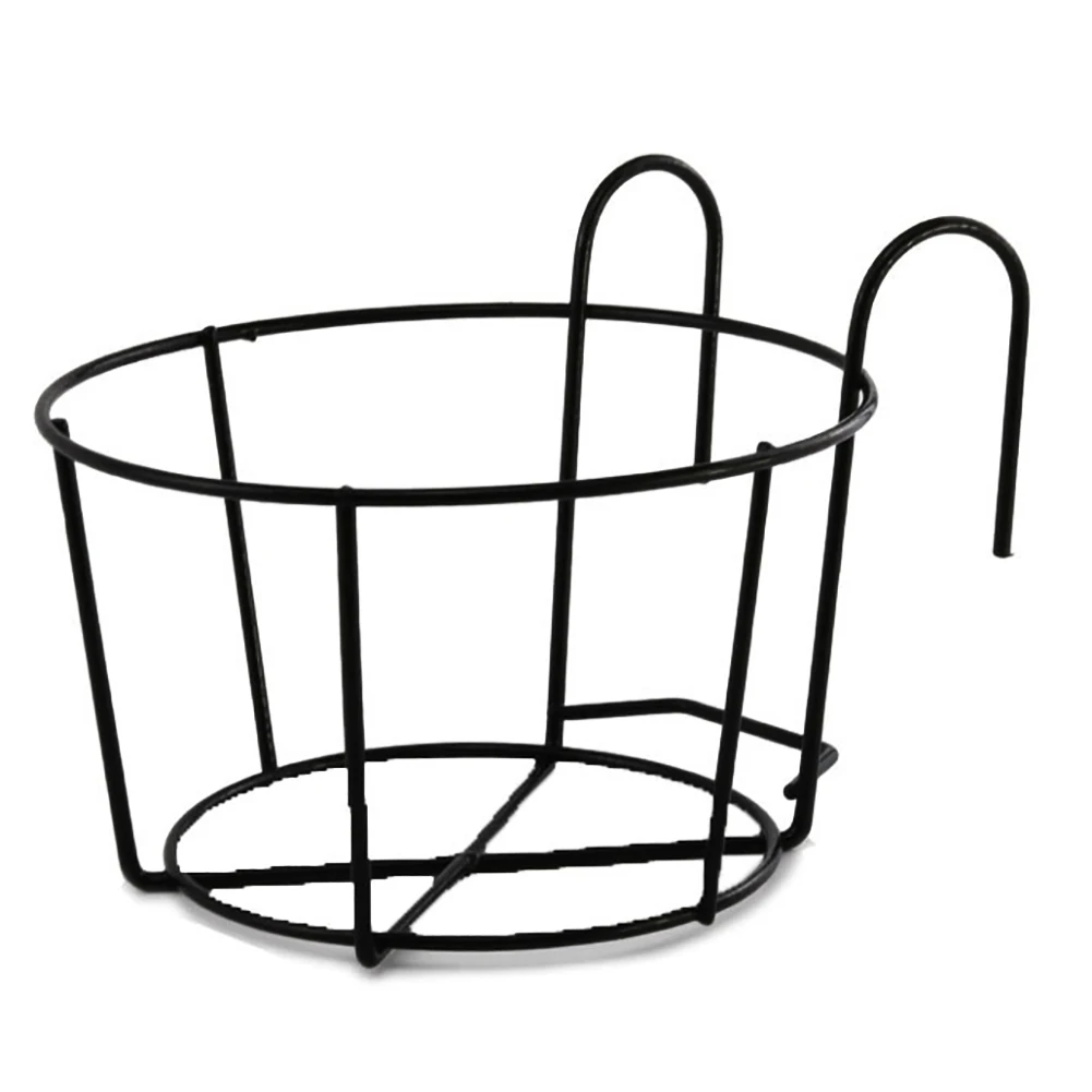Runder Blumentopfhalter aus Eisen - Pflanzenständer für Balkon und Wand black