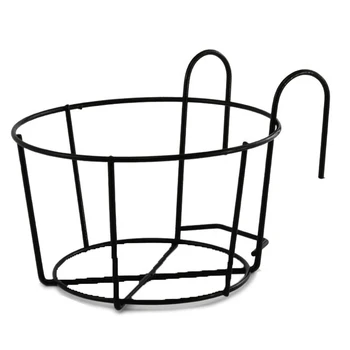 Round Iron Flower Pot Holder Garden Plant Stand Hanging Bracket Balcony Frame Railing Home Wall-Mounted Rack 1