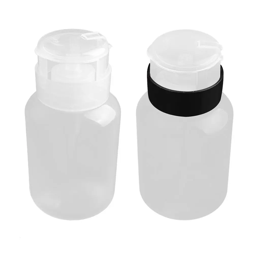 2Pcs Push Down Empty Pump Dispenser Bottle Makeup Alcohol Nail Polish