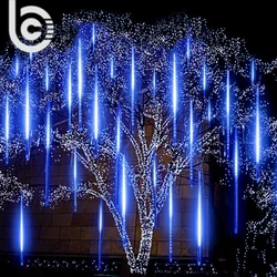New Year 30/50/80cm Outdoor Meteor Shower Rain 8 Tubes LED String Lights Waterproof For Tree Christmas Wedding Party Decoration