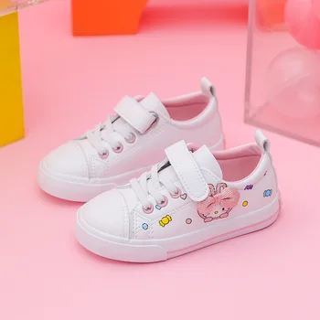 

New Kids casual shoes Girls sneakers flat bottom low-cut cute princess shoes fashion white shoes Leather child tennis shoes